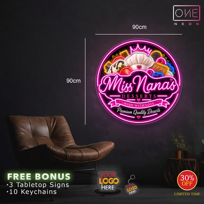 MISS NANAS | LED Neon Sign (6 tabletops + 20 keychains)