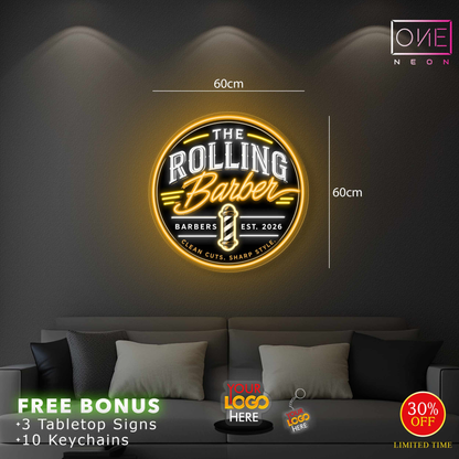 THE ROLLING BARBER | LED Neon Sign