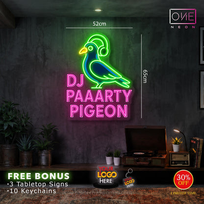 DJ PAAARTY PIGEON | LED Neon Sign